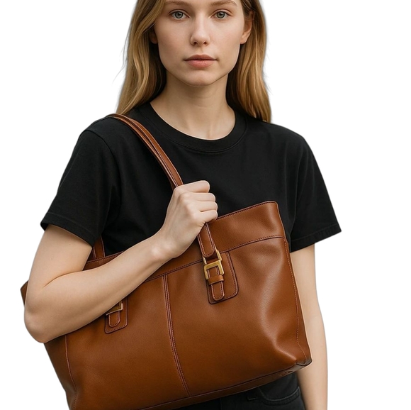 Coach Taylor Leather Alexis Saddle Brown Carryall Tote EUC - Picture 1 of 11